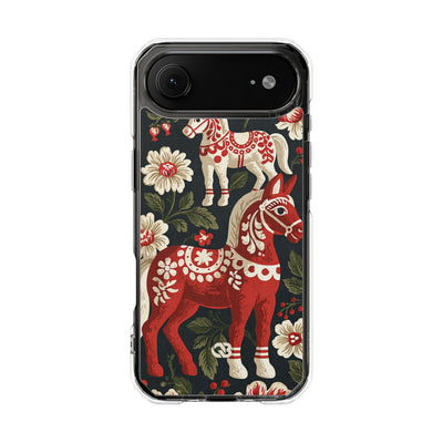 Nordic Dala Meadow · Clear Impact Magnetic Phone Case for iPhone · Red