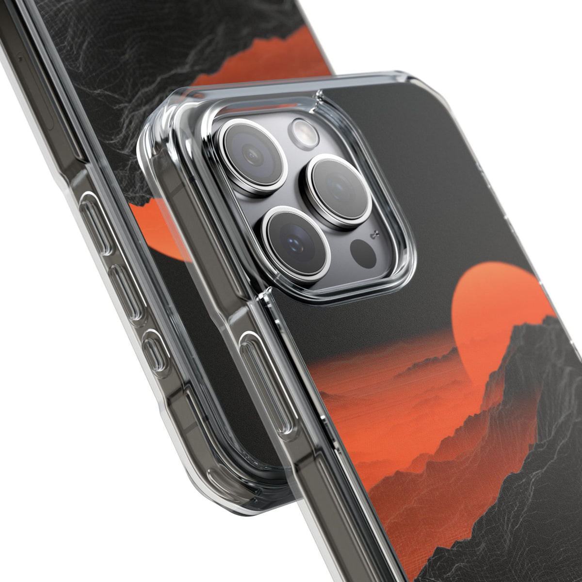 Solar Ridge Mesh · Clear Impact Magnetic Phone Case for iPhone · Black