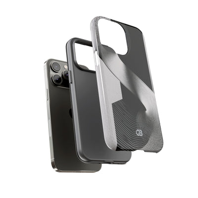 Grey Tough Phone Case for iPhone - Obsidian Moiré Wave