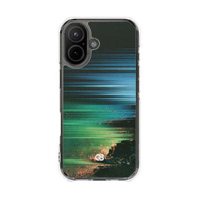 Digital Shoreline Drift · Clear Impact Magnetic Phone Case for iPhone ·  Teal