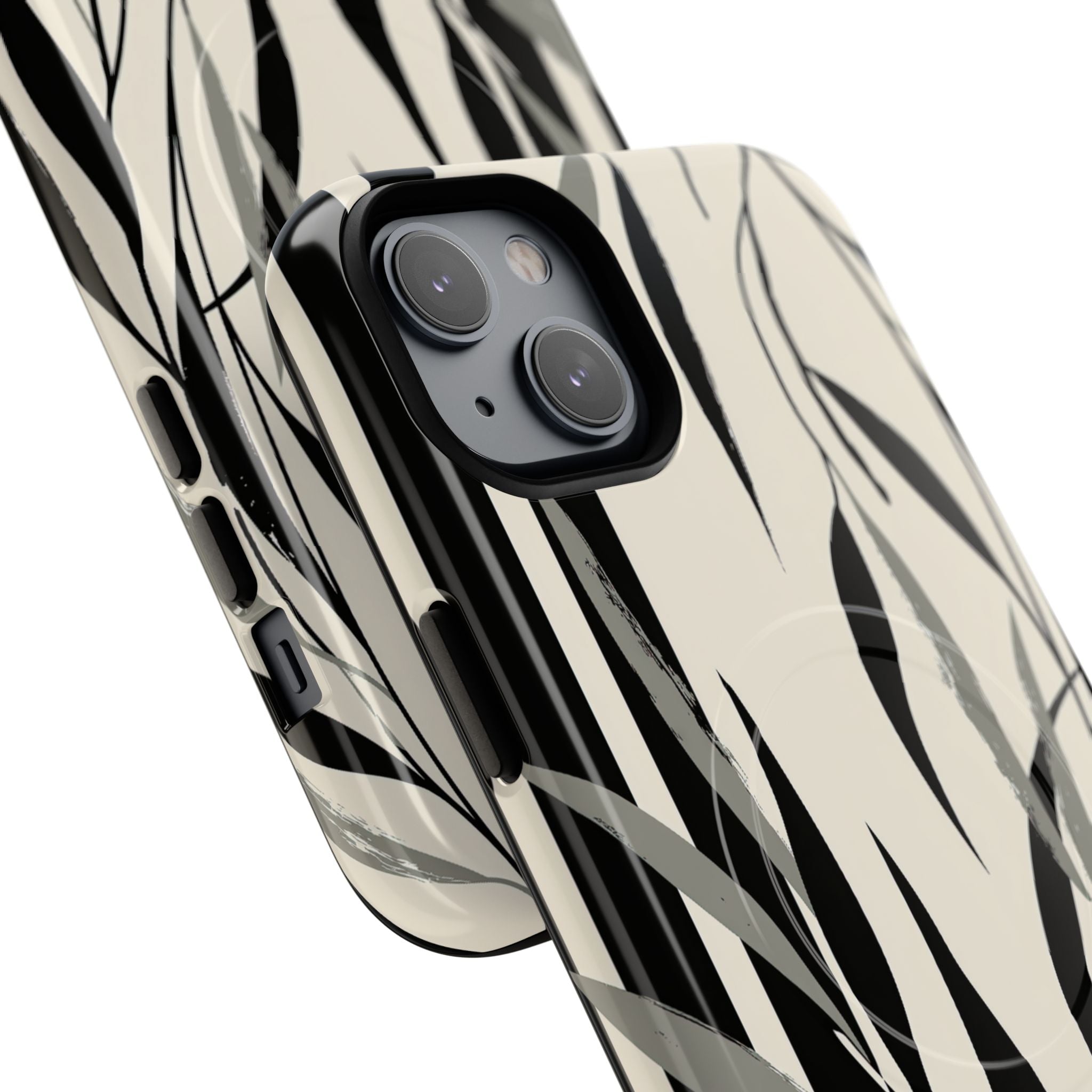 Beige Tough 2.0 Magsafe Phone Case for iPhone - Soot Leaf Sketch