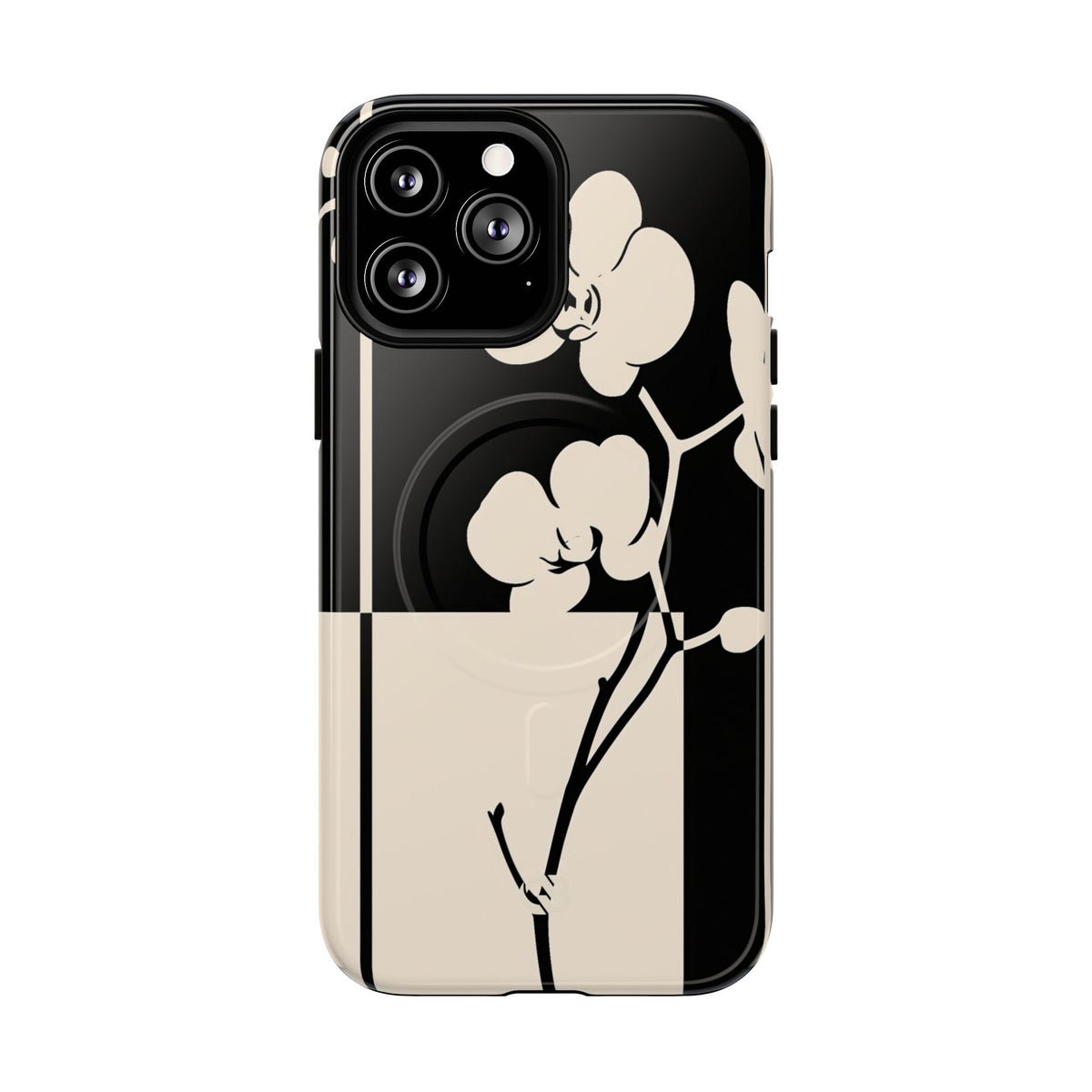 Geometric Orchid Bloom · Tough 2.0 Magnetic Phone Case for iPhone · Black
