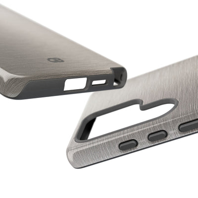 Grey Tough Phone Case for Samsung - Brushed Nickel Linen