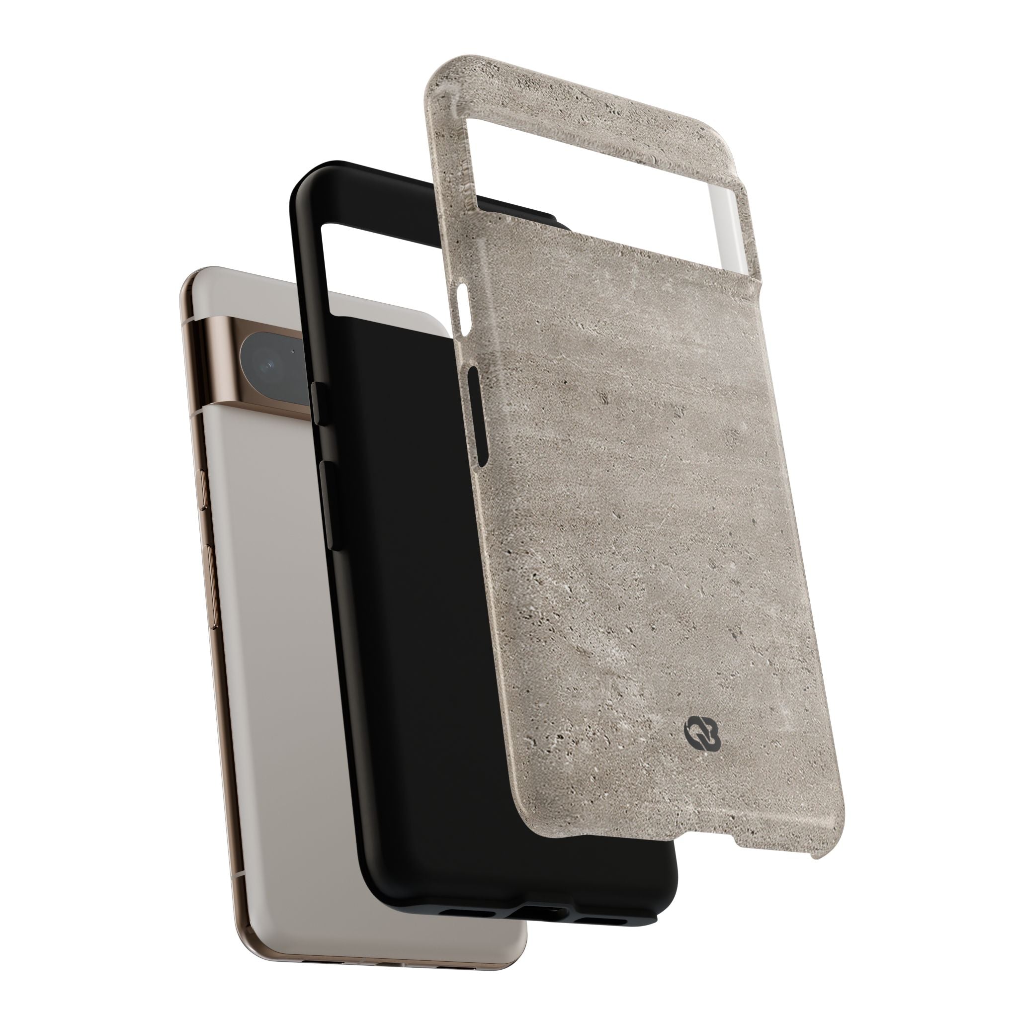 Grey Tough Phone Case for Google Pixel - Brutalist Stone Grit