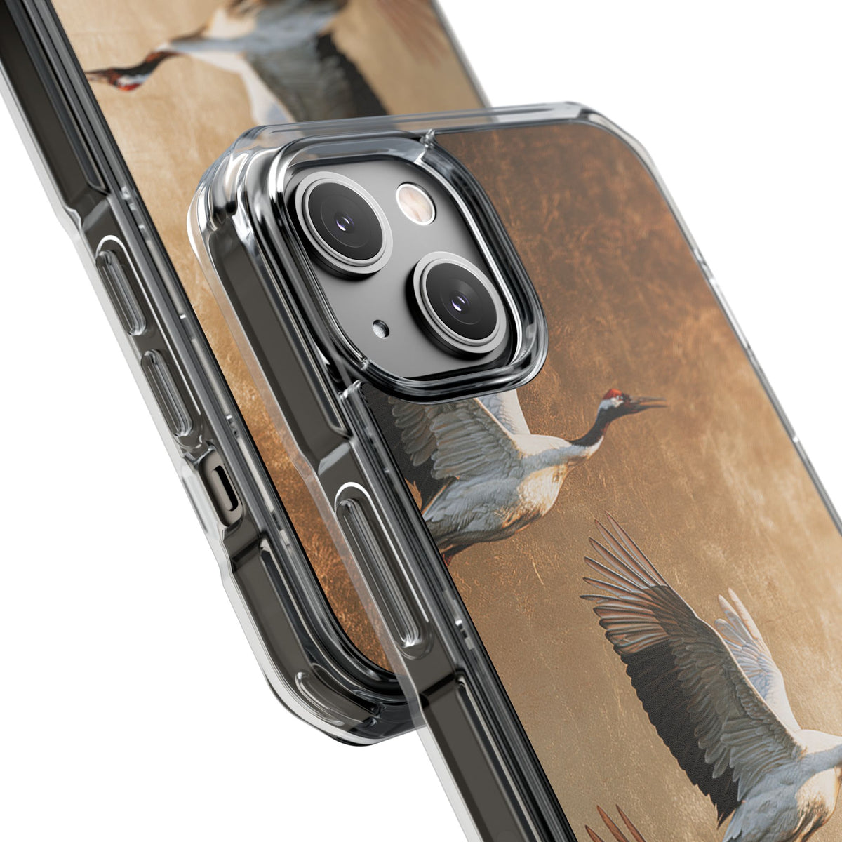 Golden Crane Flight · Clear Impact Magnetic Phone Case for iPhone · Gold