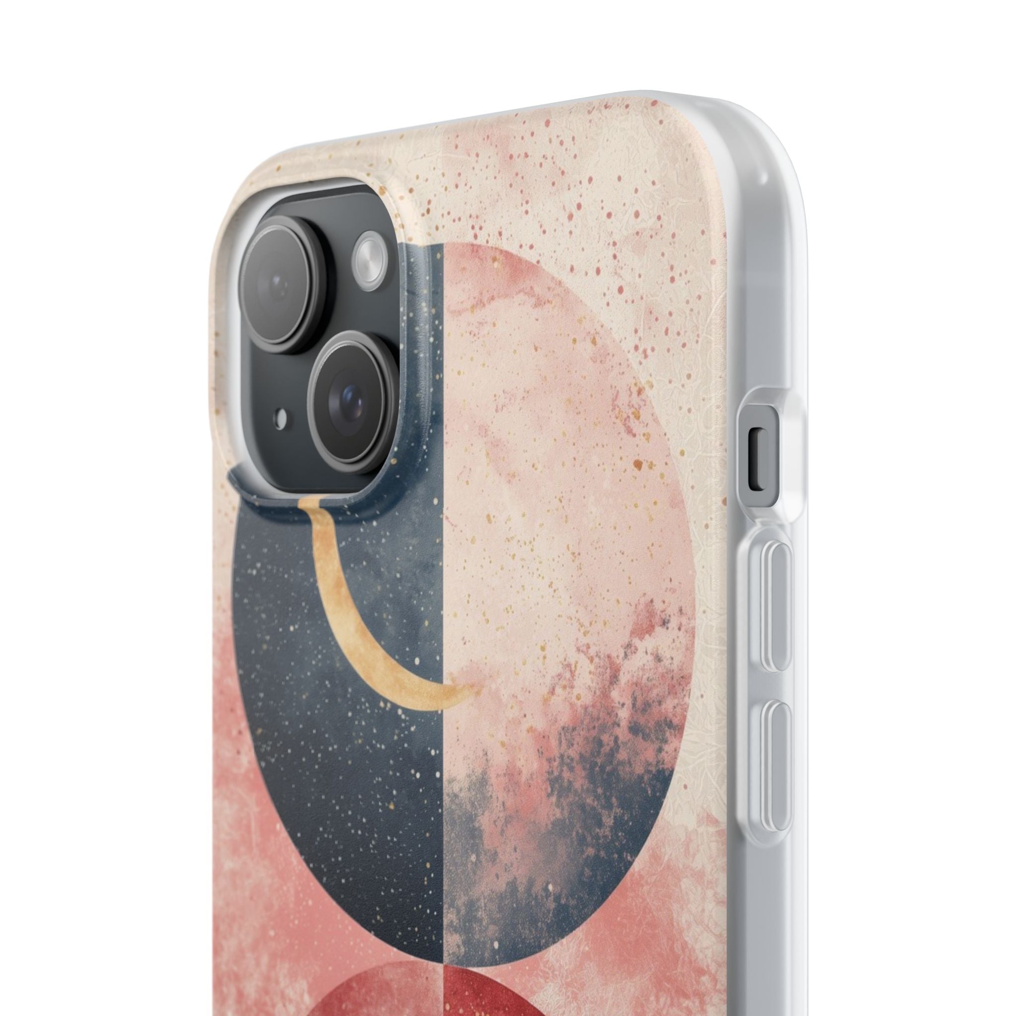 Golden Crescent Circles iPhone 15 Plus Case - Soft