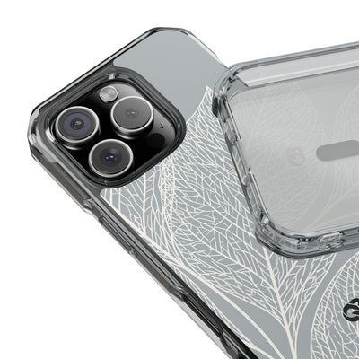 Minimal Leaf Skeleton · Clear Impact Magnetic Phone Case for iPhone ·  Grey