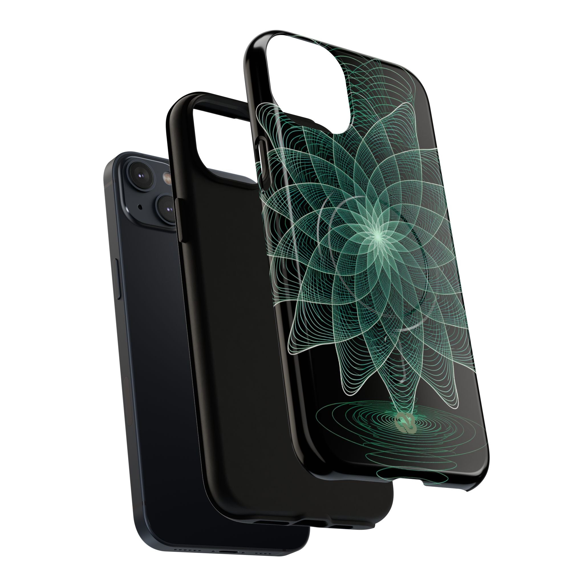 Green Tough 2.0 Magsafe Phone Case for iPhone - Cyan Signal Bloom