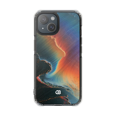 Prismatic Aura Shift · Clear Impact Magnetic Phone Case for iPhone · Blue