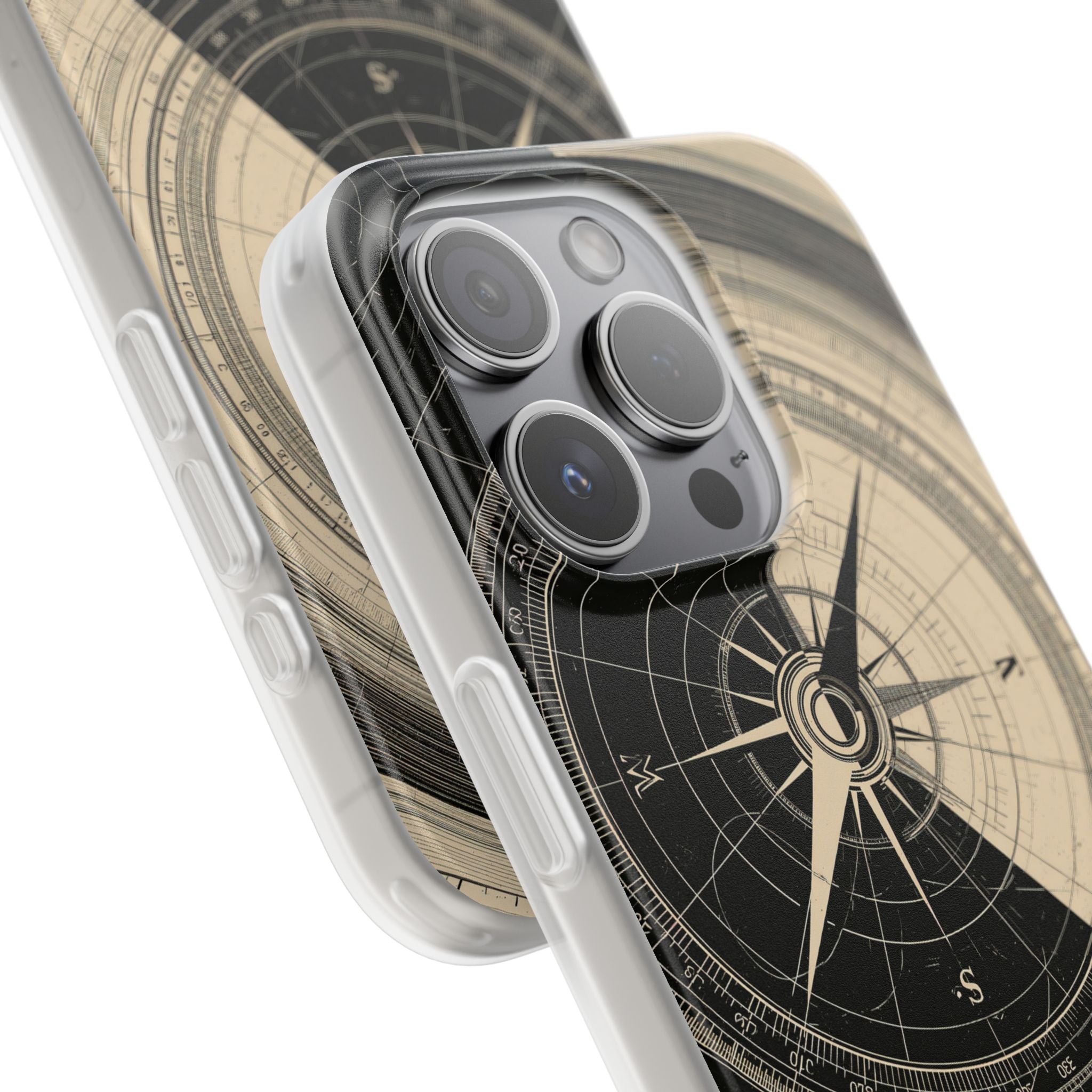 Beige Lite Phone Case for iPhone - Obsidian Nautical Blueprint