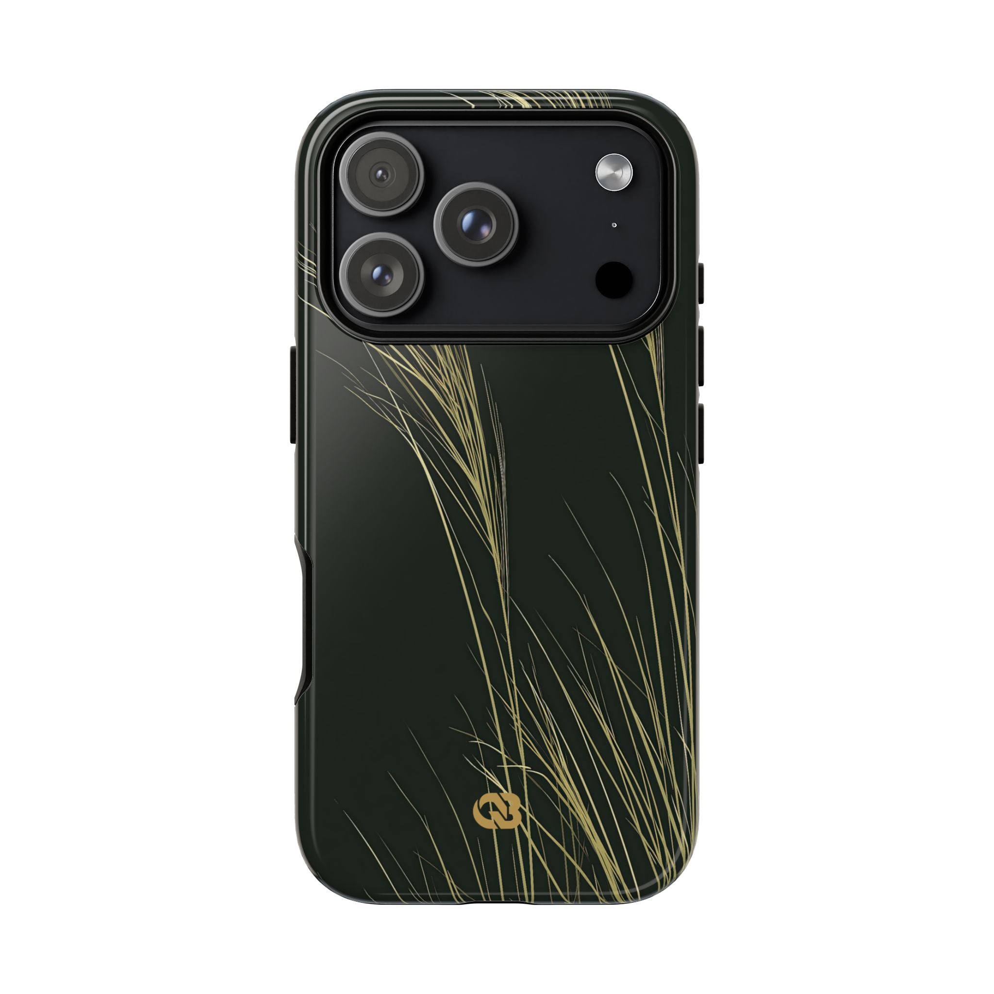 Green Tough Phone Case for iPhone - Midnight Gilded Grass