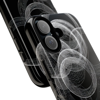 Black Tough Phone Case for iPhone - Kinetic Wireframe Orbit