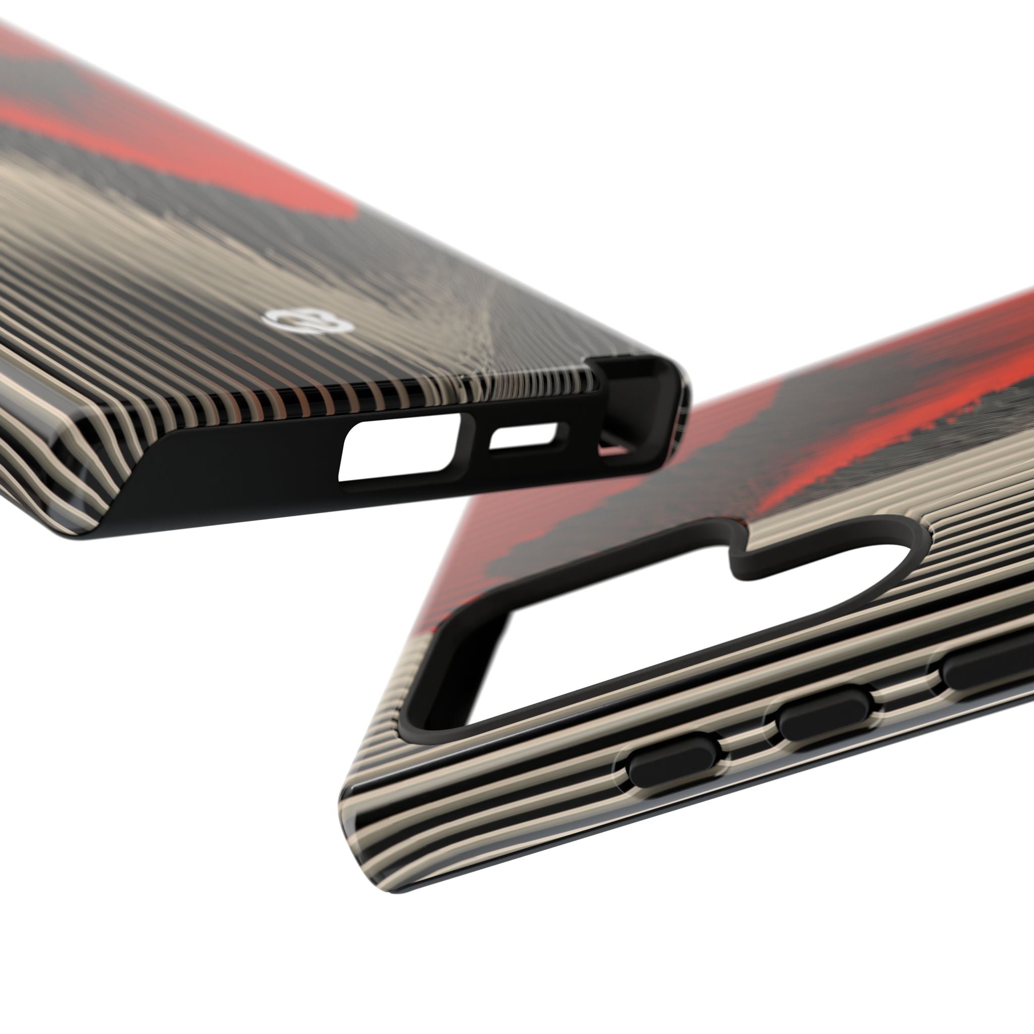 Red Tough Phone Case for Samsung - Crimson Pulse Topo