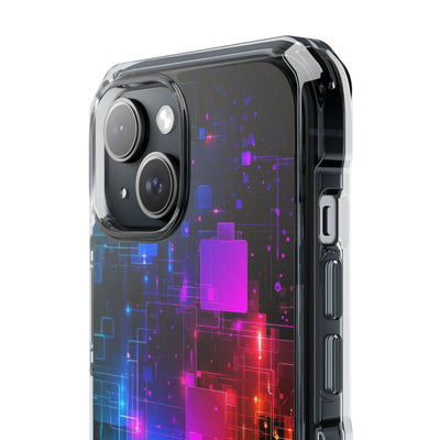 Spectral Circuit Grid · Clear Impact Magnetic Phone Case for iPhone · Black