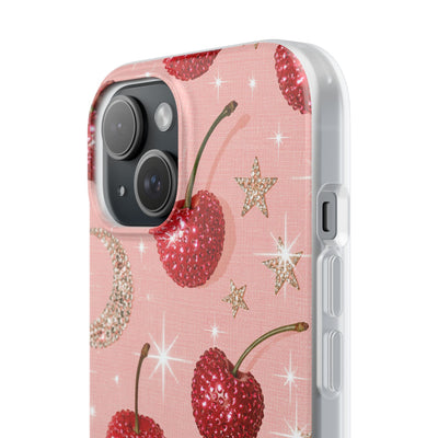 Bedazzled Ruby Cherries · Lite Phone Case for iPhone ·  Pink