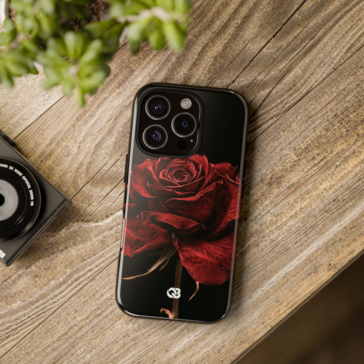 Crimson Noir Rose · Tough Phone Case for iPhone · Black