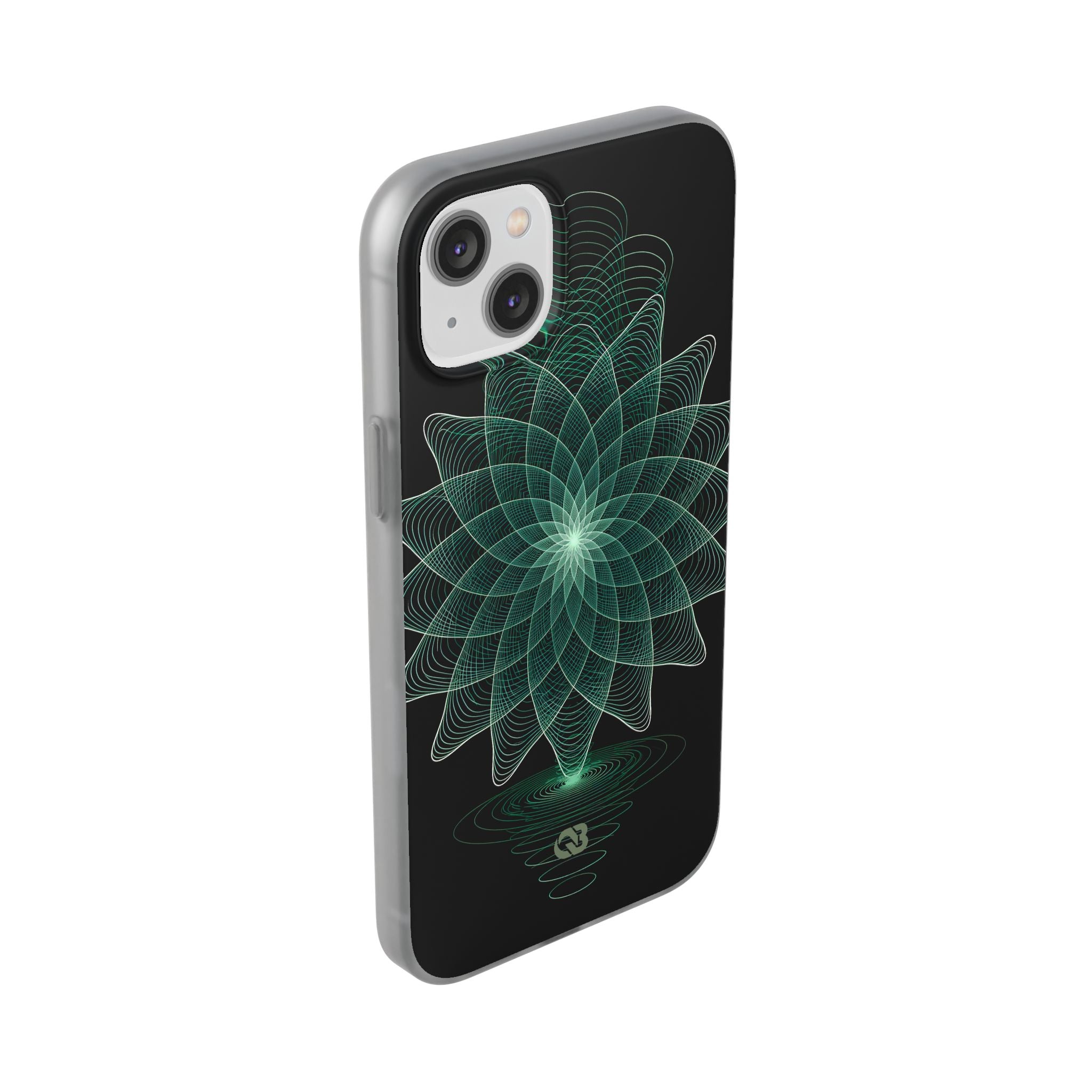 Green Lite Phone Case for iPhone - Cyan Signal Bloom