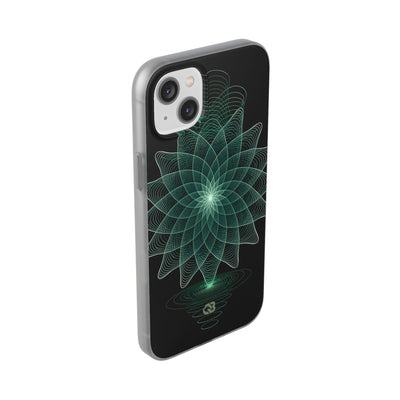 Green Lite Phone Case for iPhone - Cyan Signal Bloom