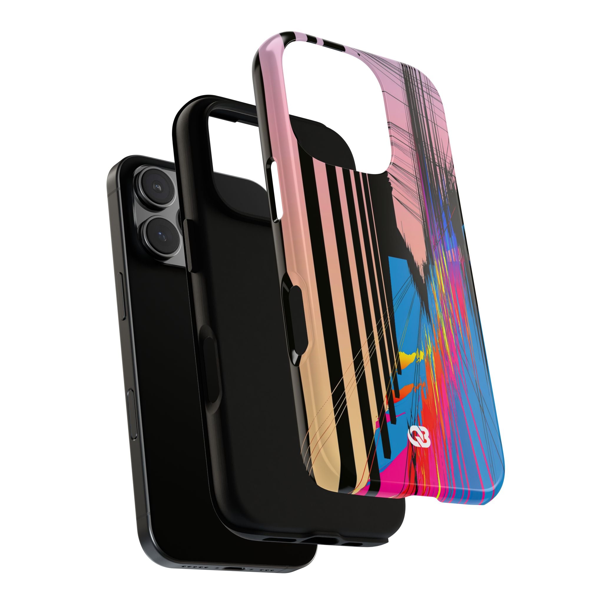 Blue Tough Phone Case for iPhone - Fractured Data Skyline