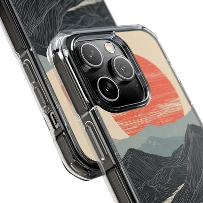 Beige Impact MagSafe Phone Case for iPhone - Crimson Ridge Flow