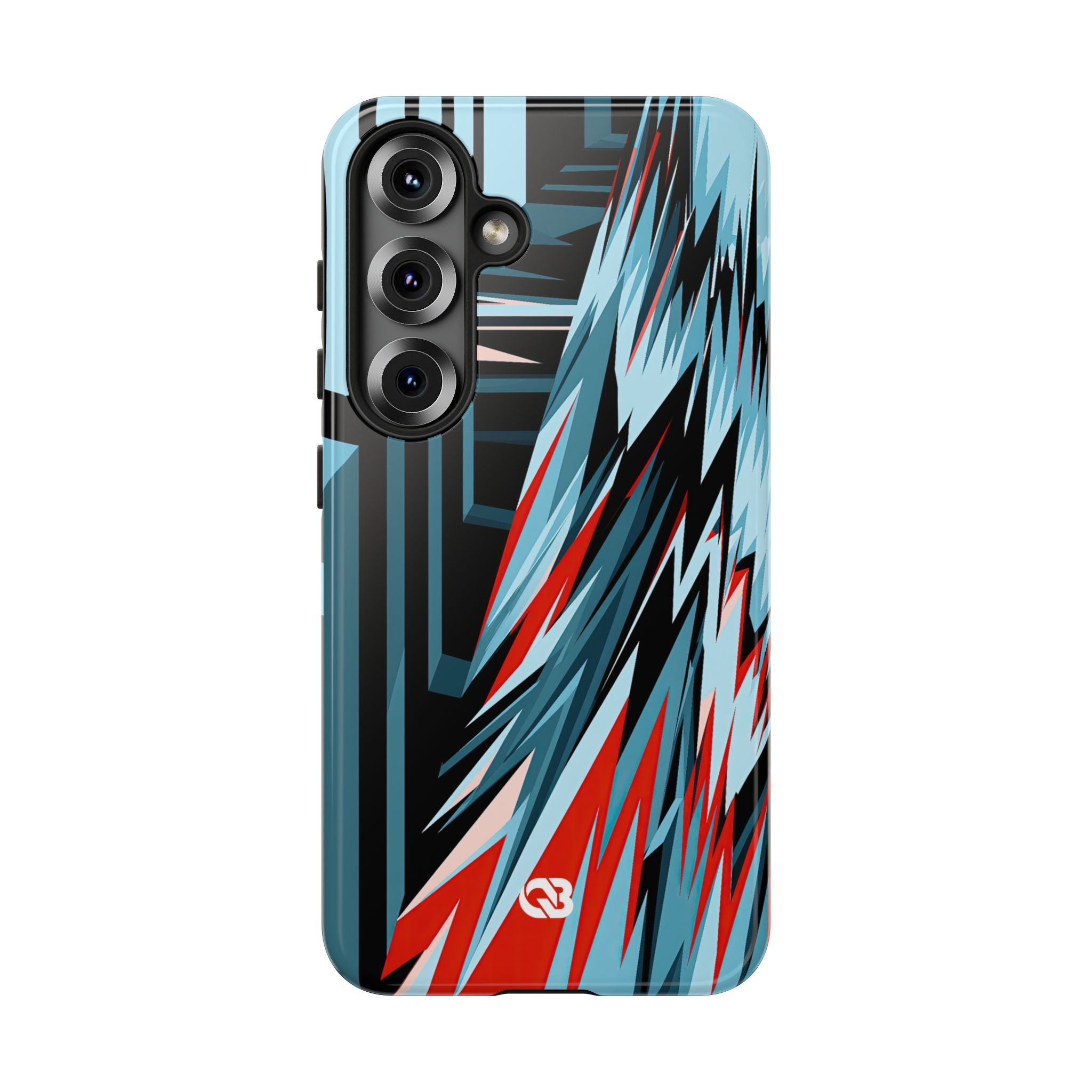 Blue Tough Phone Case for Samsung - Glitch Peak Cyan