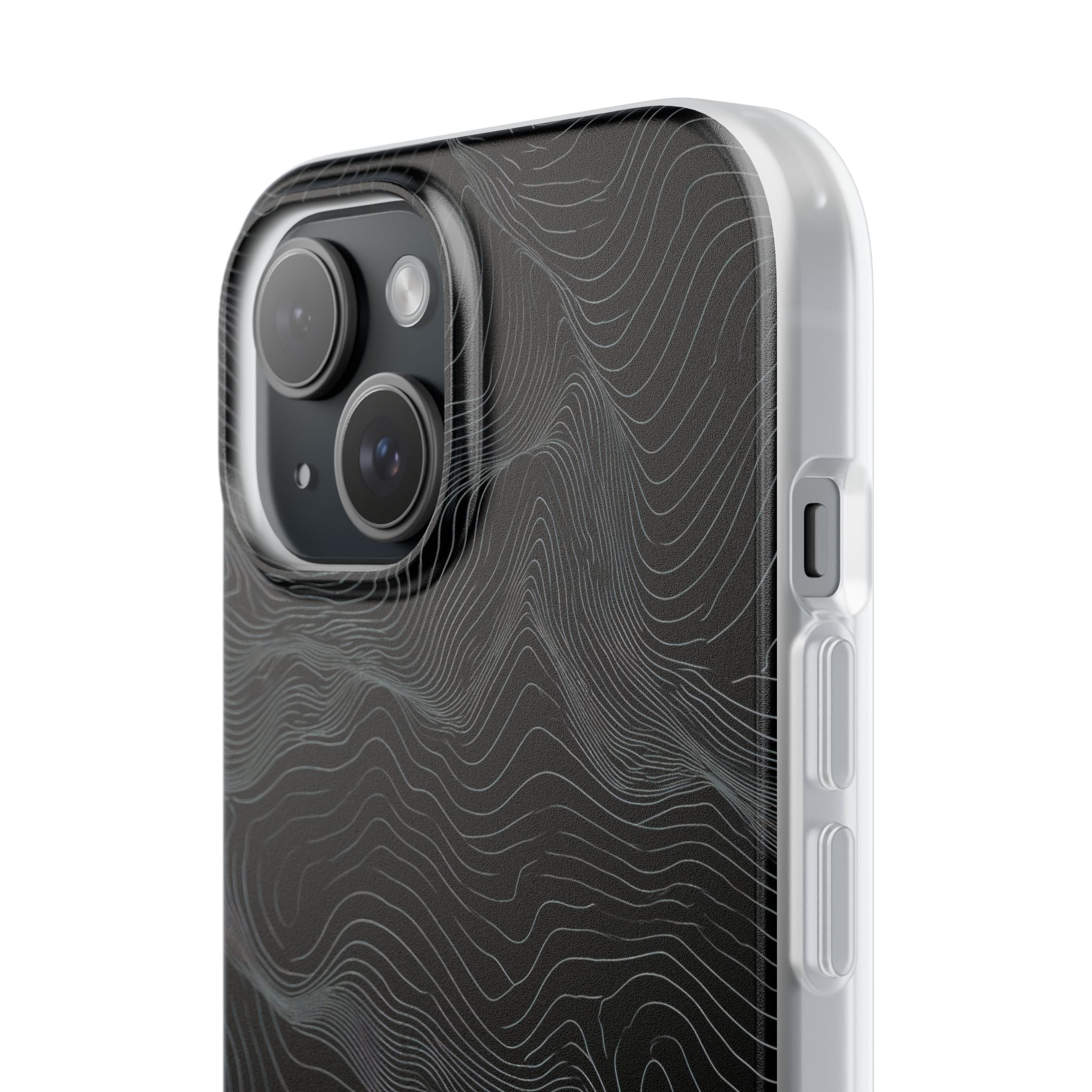 Black Lite Phone Case for iPhone - Obsidian Topo Wireframe