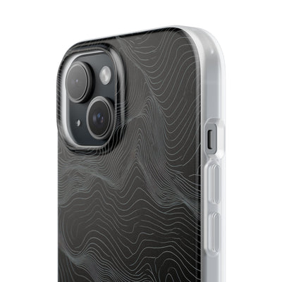 Black Lite Phone Case for iPhone - Obsidian Topo Wireframe
