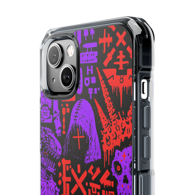 Underground Cyber Glyphs · Clear Impact Magnetic Phone Case for iPhone · Black