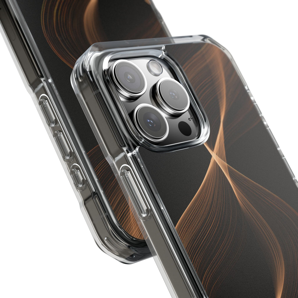Amber Contour Flow · Clear Impact Magnetic Phone Case for iPhone · Black