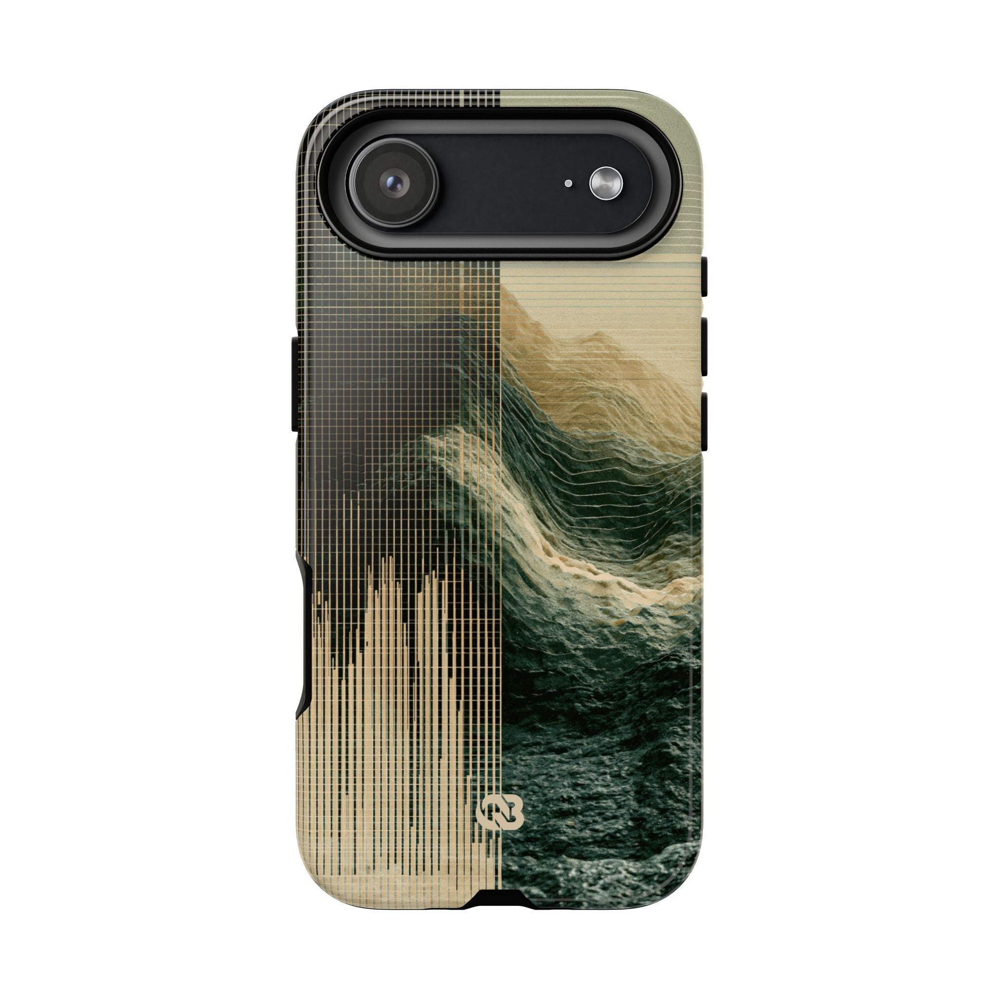 Beige Tough Phone Case for iPhone - Veridian Data Ridge