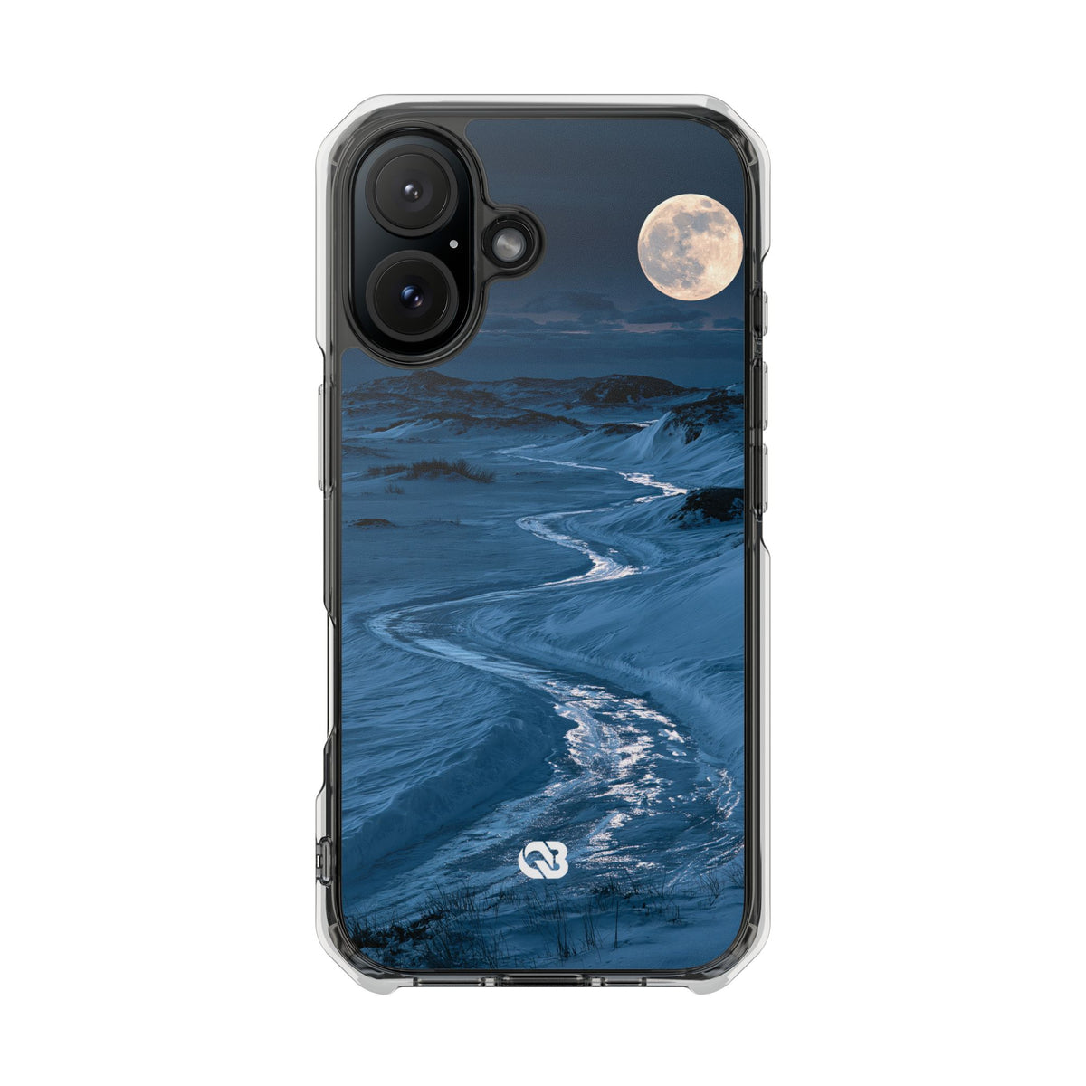 Arctic Moon Drift · Clear Impact Magnetic Phone Case for iPhone · Blue