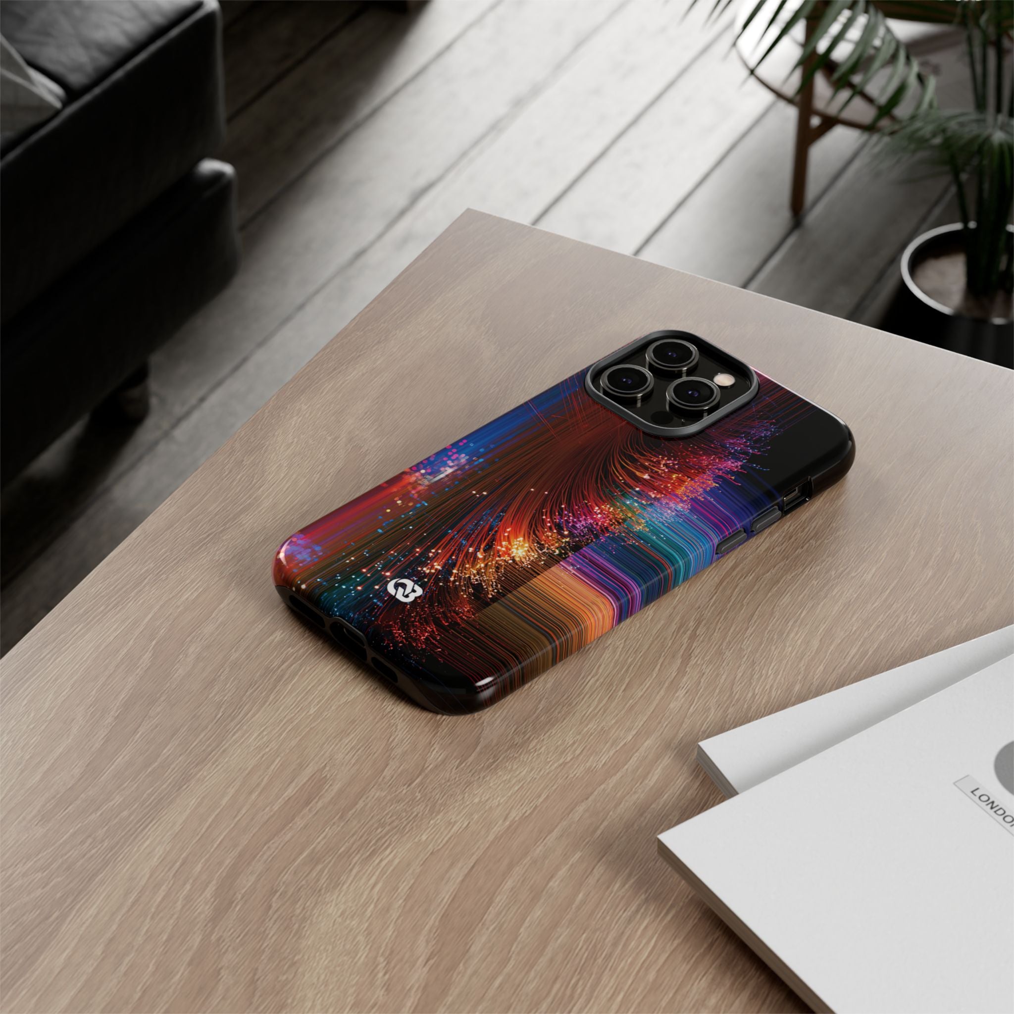 Black Tough Phone Case for iPhone - Cyber Optic Streak