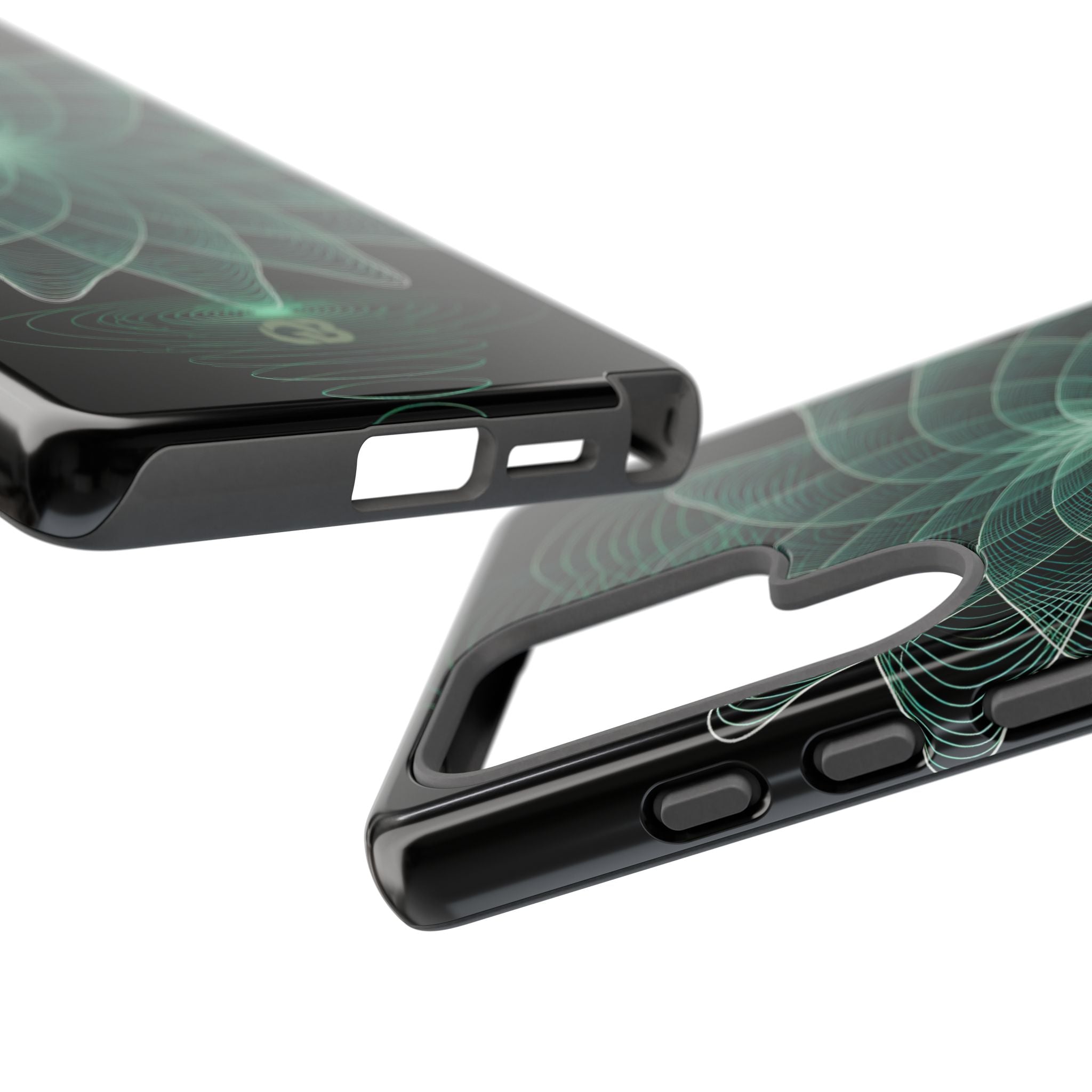Green Tough Phone Case for Samsung - Cyan Signal Bloom