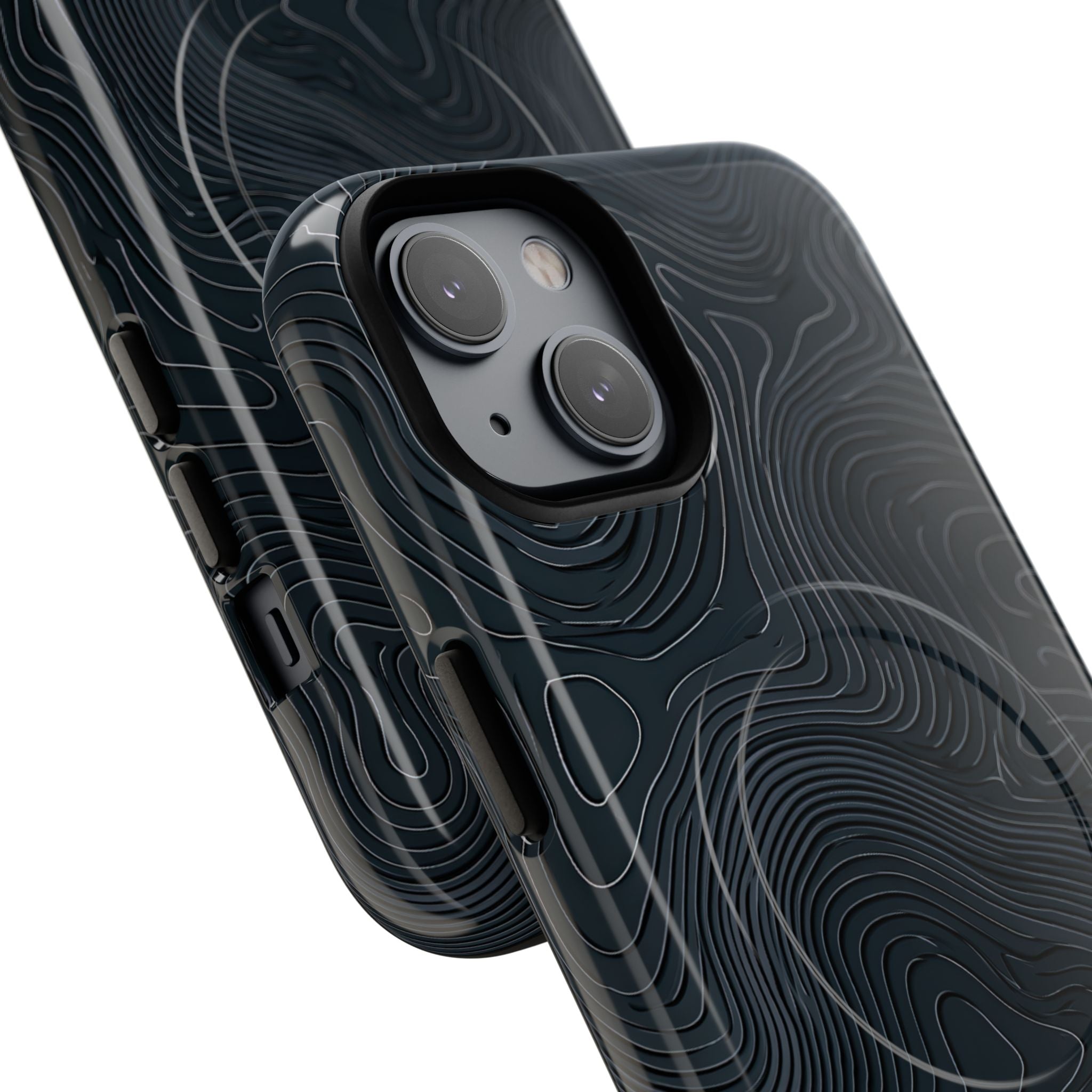 Black Tough 2.0 Magsafe Phone Case for iPhone - Obsidian Ridge Topo