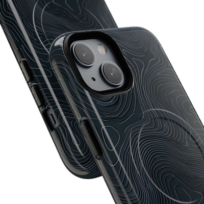 Black Tough 2.0 Magsafe Phone Case for iPhone - Obsidian Ridge Topo