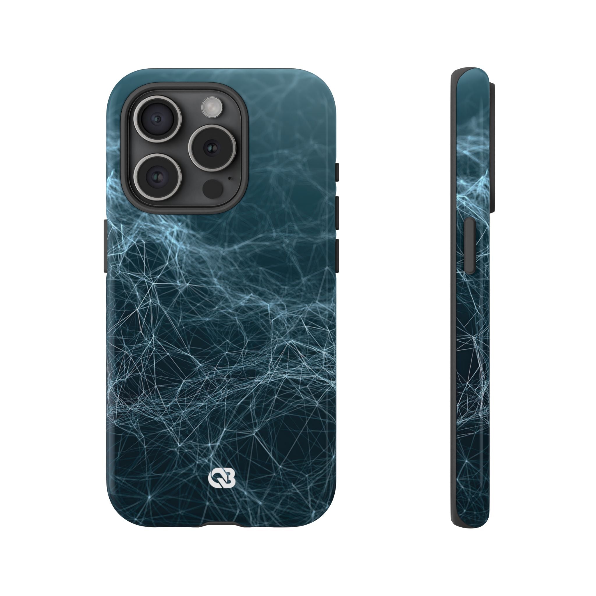 Teal Tough Phone Case for iPhone - Arctic Neural Mesh