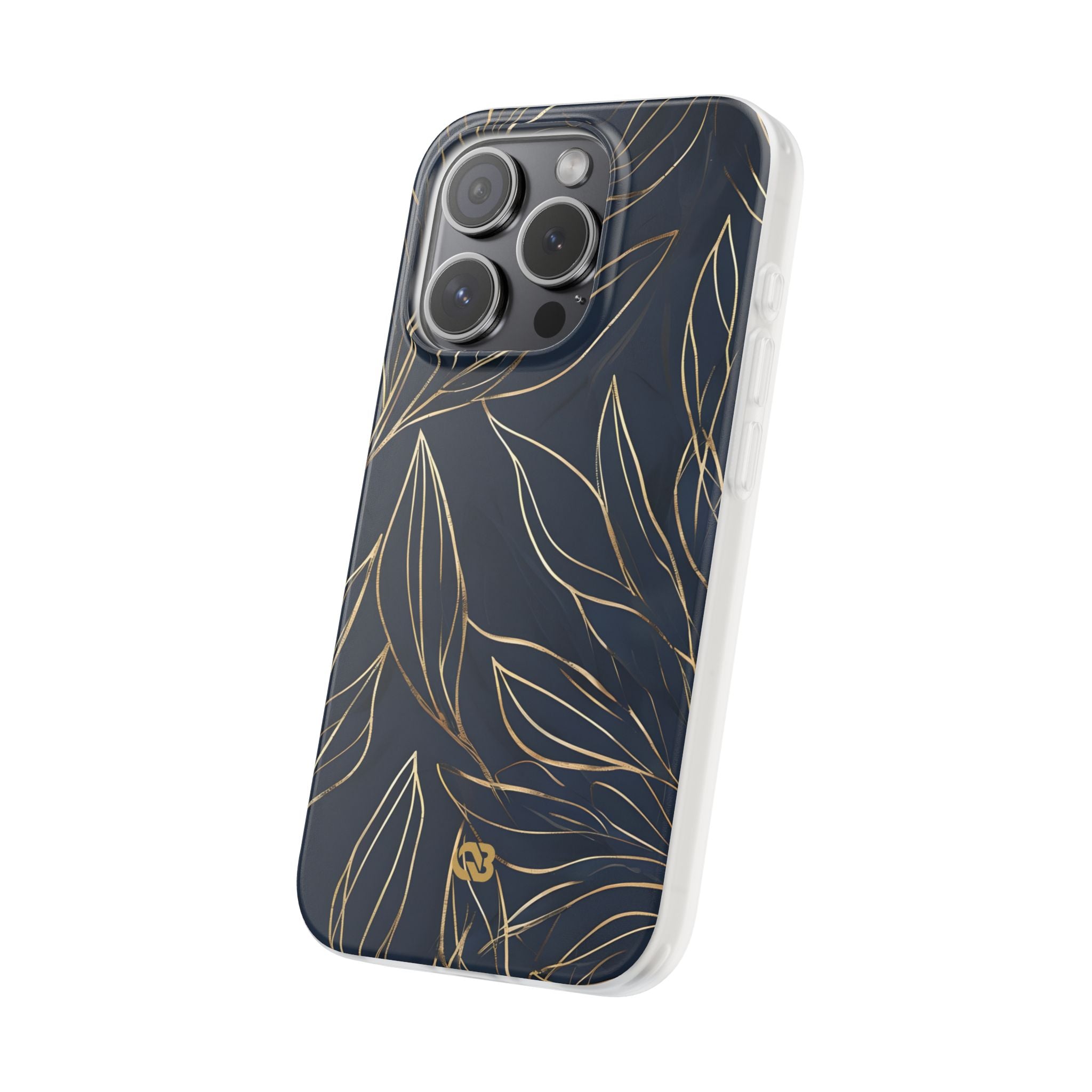 Gilded Navy Foliage · Soft Phone Case for iPhone
