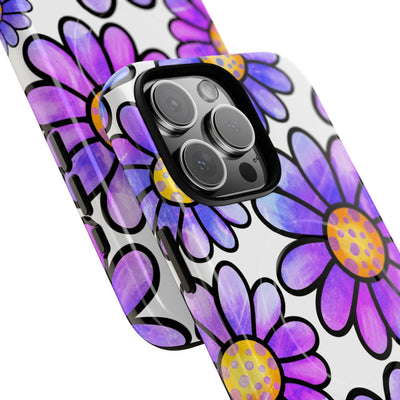 Violet Grunge Bloom · Tough+ Handyhülle für iPhone · Magsafe