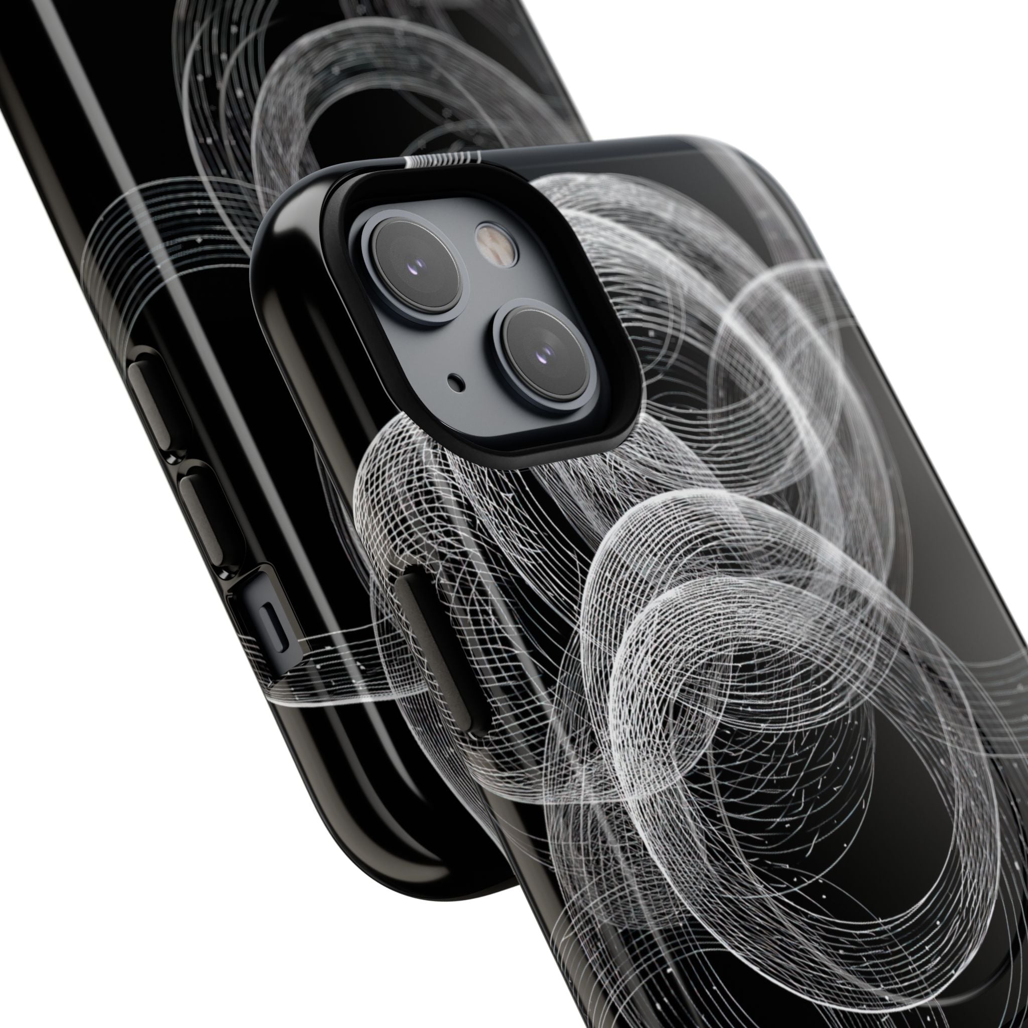 Black Tough 2.0 Magsafe Phone Case for iPhone - Kinetic Wireframe Orbit