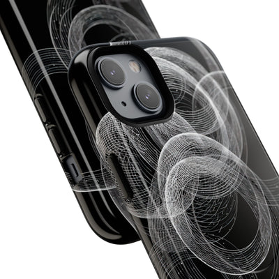Black Tough 2.0 Magsafe Phone Case for iPhone - Kinetic Wireframe Orbit