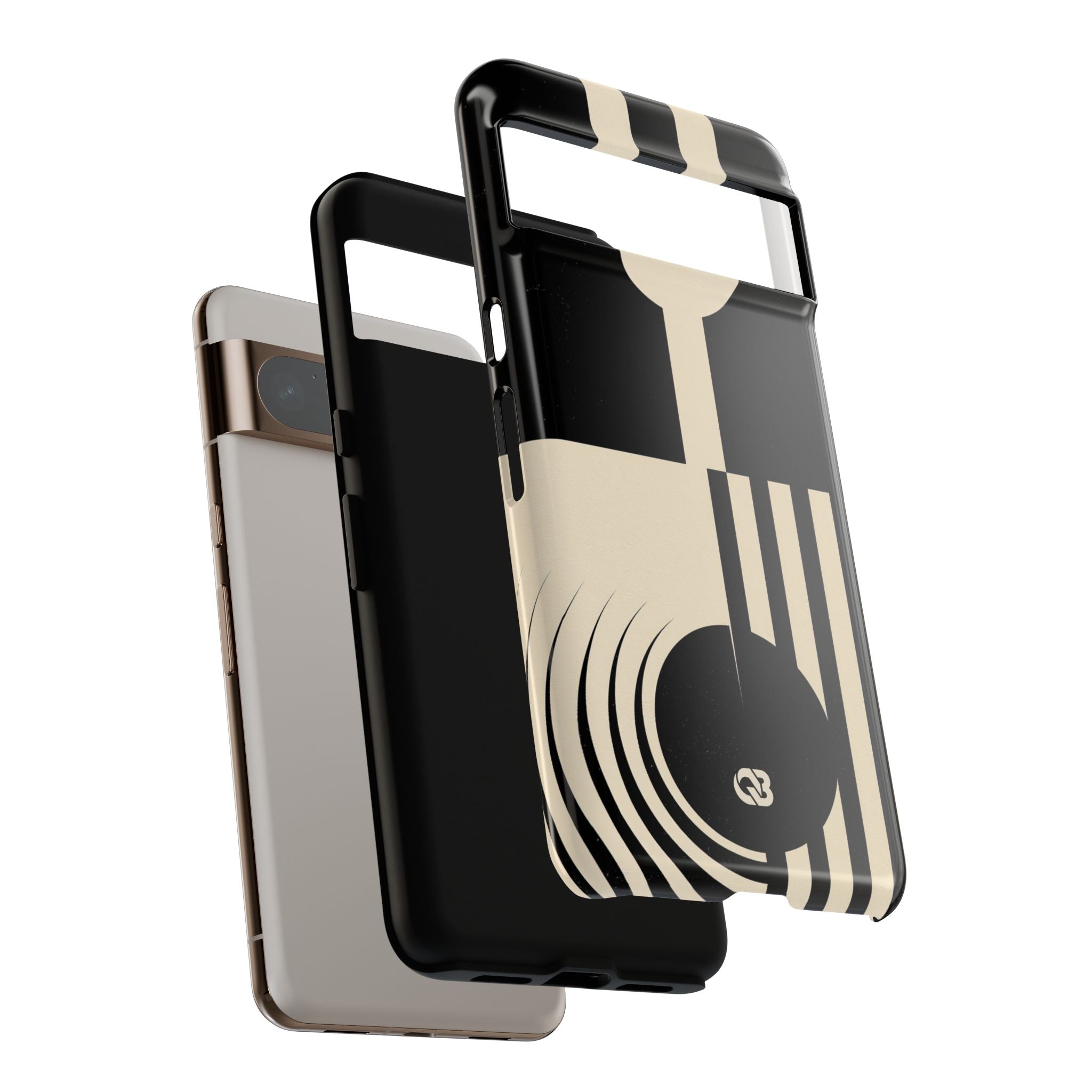 Black Tough Phone Case for Google Pixel - Ivory Signal Grid