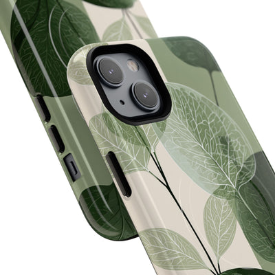 Green Tough 2.0 Magsafe Phone Case for iPhone - Sage Leaf Skeletals