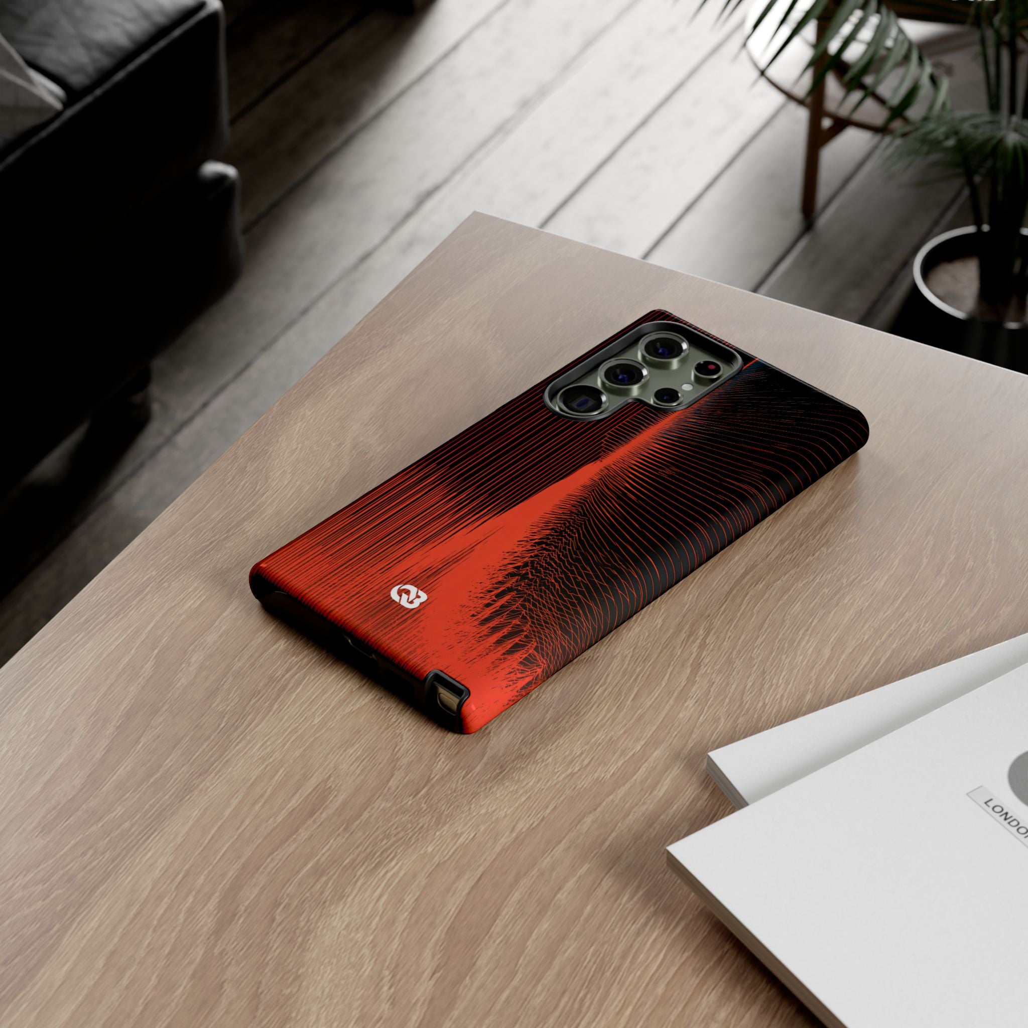 Red Tough Phone Case for Samsung - Crimson Frequency Pulse