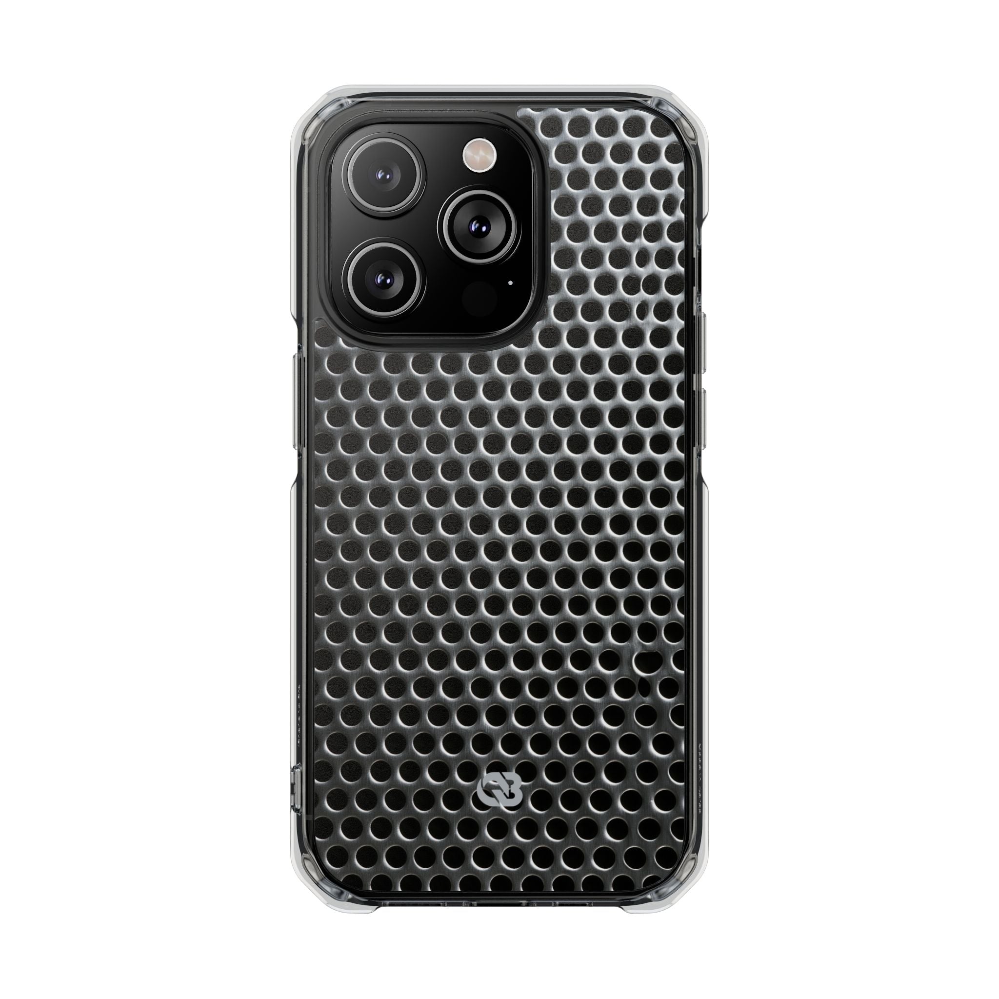 Silver Impact MagSafe Phone Case for iPhone - Brutalist Steel Mesh