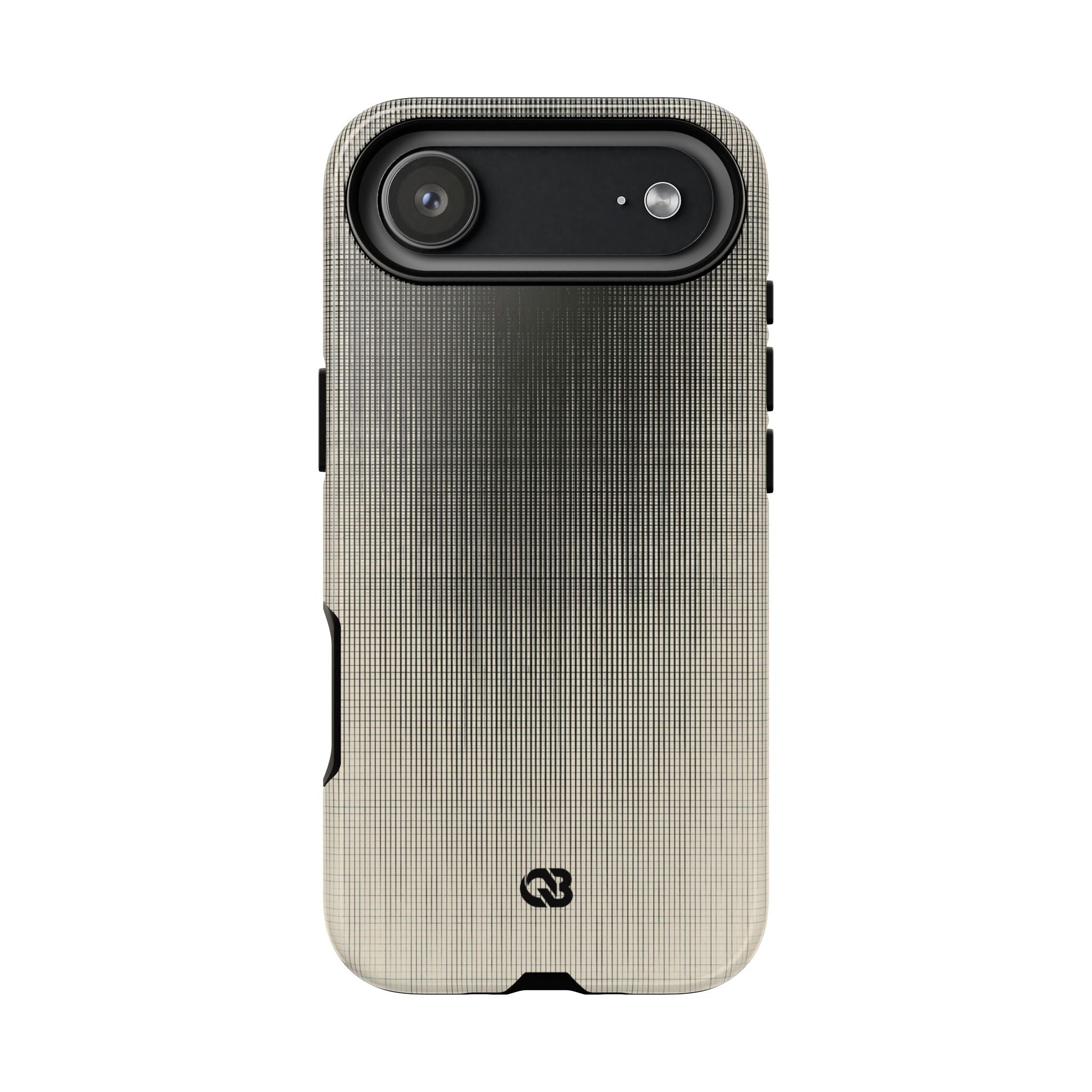 Beige Tough Phone Case for iPhone - Carbon Screen Grid