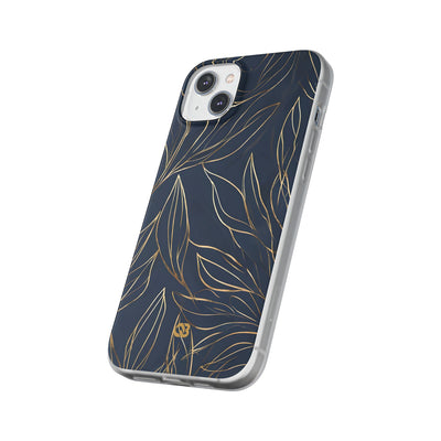 Gilded Navy Foliage · Soft Phone Case for iPhone