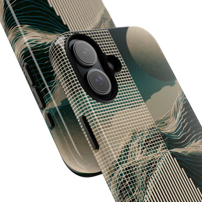 Green Tough Phone Case for iPhone - Lunar Moss Topography