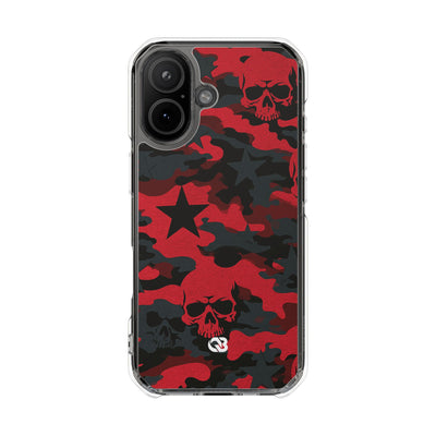 Crimson Skull Camo · Clear Impact Magnetic Phone Case for iPhone · Red