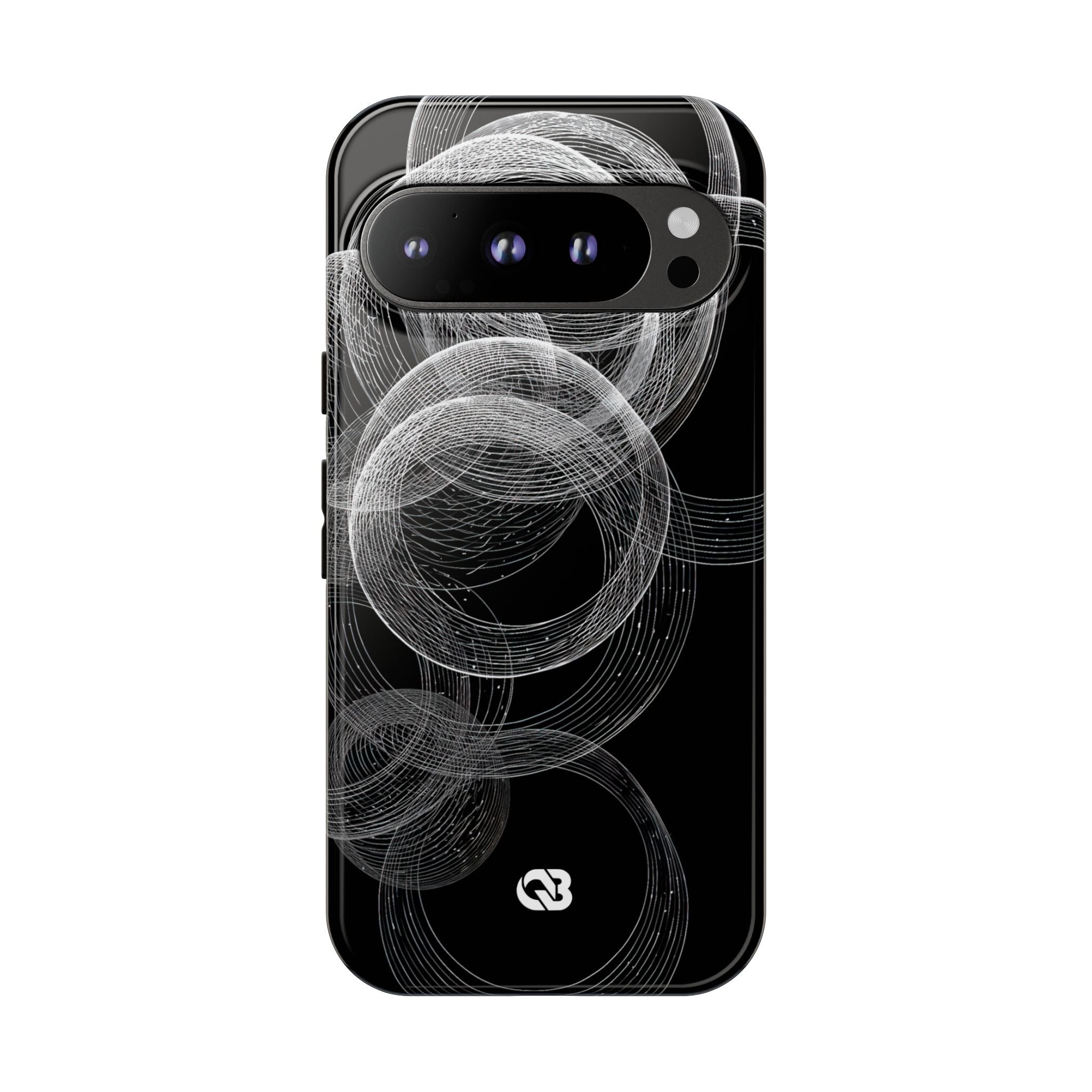 Black Tough Phone Case for Google Pixel - Kinetic Wireframe Orbit