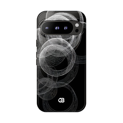 Black Tough Phone Case for Google Pixel - Kinetic Wireframe Orbit